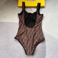 Fendi Women FF Swimsuit Brown Lycra Swimsuit (2)