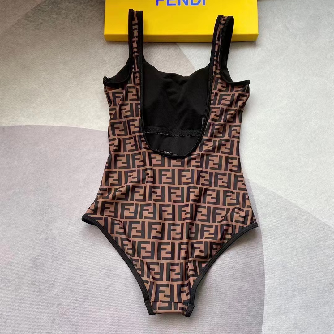 Fendi Women FF Swimsuit Brown Lycra Swimsuit (1)
