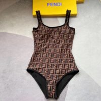 Fendi Women FF Swimsuit Brown Lycra Swimsuit (2)