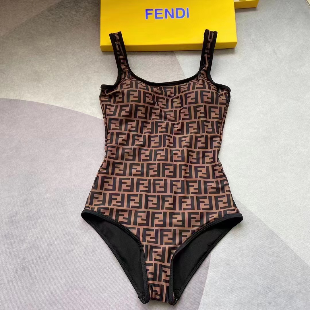 Fendi Women FF Swimsuit Brown Lycra Swimsuit (4)