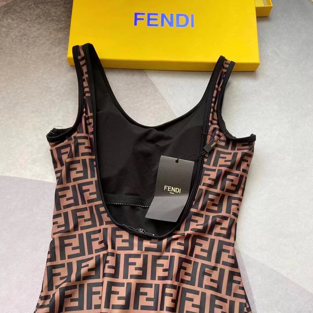 Fendi Women FF Swimsuit Brown Lycra Swimsuit (5)