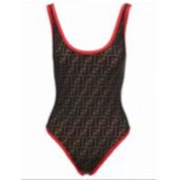 Fendi Women FF Swimsuit Brown Red Lycra Swimsuit (1)