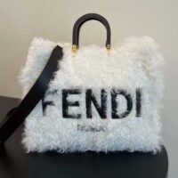 Fendi Women Fendi Sunshine Large White Mohair Shopper (12)