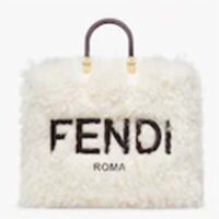 Fendi Women Fendi Sunshine Large White Mohair Shopper (12)