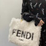 Fendi Women Fendi Sunshine Large White Mohair Shopper - Image 12