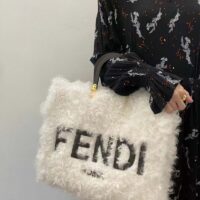 Fendi Women Fendi Sunshine Large White Mohair Shopper (12)