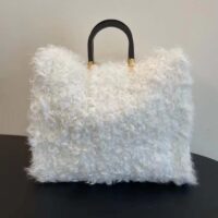 Fendi Women Fendi Sunshine Large White Mohair Shopper (12)