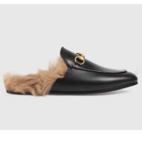 Gucci GG 2015 Re-Edition Women's Princetown Black Metal-Free Tanned Leather Flat