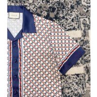 Gucci GG Men Geometric G Print Muslin Bowling Shirt Notch Collar Short Sleeves (3)