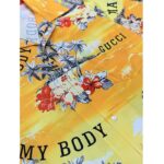 Gucci GG Men Printed Cotton Bowling Shirt Yellow Red Poplin Short Sleeves - Image 8