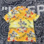 Gucci GG Men Printed Cotton Bowling Shirt Yellow Red Poplin Short Sleeves - Image 3