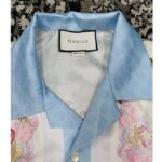 Gucci GG Men Tiger Bowling Shirt Flower Print Ivory Silk Crepe Loose Fit - Bild 6