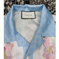 Gucci GG Men Tiger Bowling Shirt Flower Print Ivory Silk Crepe Loose Fit (7)