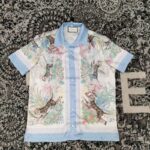 Gucci GG Men Tiger Bowling Shirt Flower Print Ivory Silk Crepe Loose Fit - Bild 4