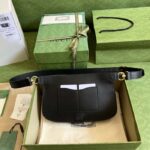 Gucci GG Women Blondie Belt Bag Black Leather Round Interlocking G - Imagen 3