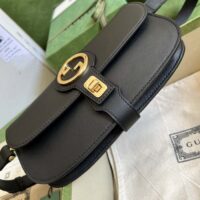 Gucci GG Women Blondie Belt Bag Black Leather Round Interlocking G (1)