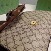 Gucci GG Women Gucci Horsebit 1955 Medium Bag Beige Ebony GG Supreme Canvas (7)