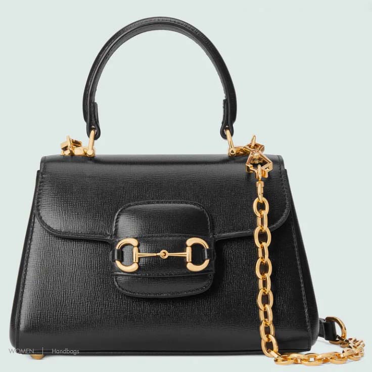 Gucci GG Women Horsebit 1955 Mini Bag Top Handle Black Leather