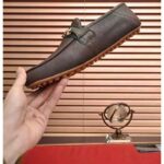 Gucci Men Leather Driver Web Cocoa Soft Calf Enameled Interlocking G Horsebit - Image 4