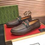 Gucci Men Leather Driver Web Cocoa Soft Calf Enameled Interlocking G Horsebit - Image 7