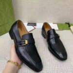 Gucci Men Loafer Buckle Black Leather Ornamental Buckle Low 3 Cm Heel - Image 6