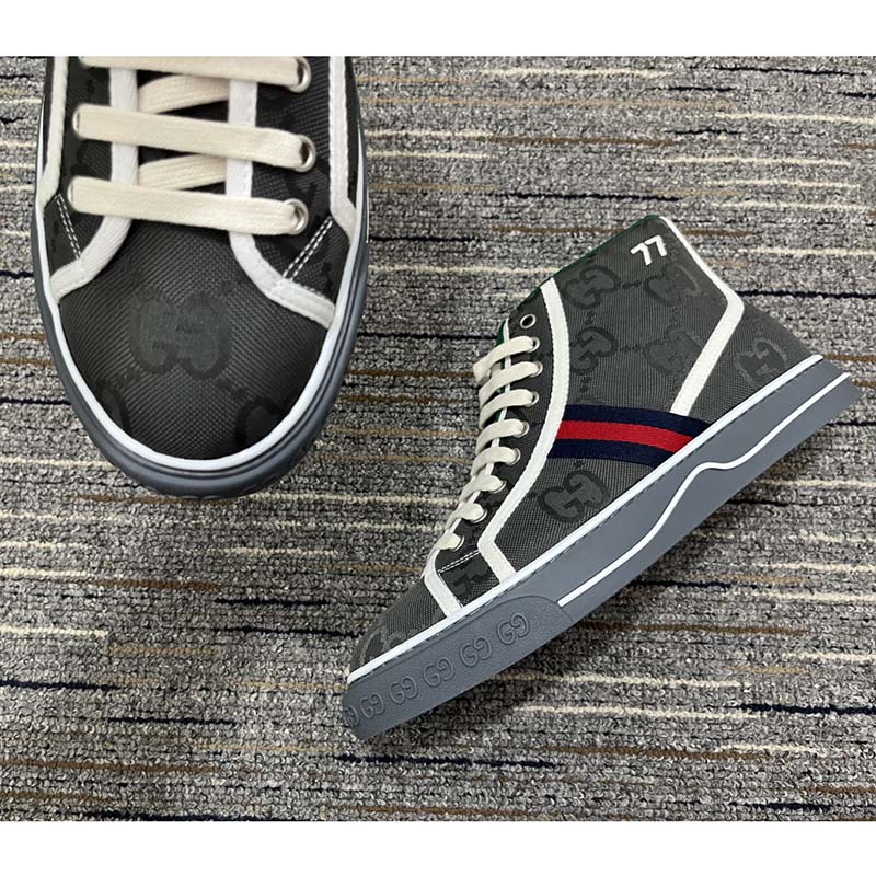Gucci Men Off The Grid High Top Gucci Tennis 1977 Rubber Sole Flat 2 Cm Heel