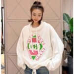 Gucci Women GG Vintage Logo Cotton Sweatshirt White Heavy Felted Jersey - Image 9