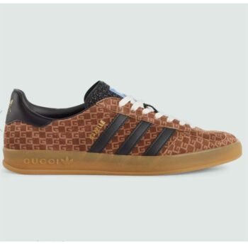 Gucci Unisex Adidas x Gucci Gazelle Sneaker Brown Black Square G Suede Leather Low Heel