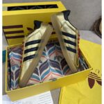 Gucci Unisex Adidas x Gucci Gazelle Sneaker Metallic Gold Leather Low 3.3 Cm Heel - Imagen 9