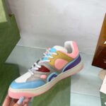 Gucci Unisex Basket Sneaker Blue Demetra White Mesh Rubber Interlocking G Low Heel - immagine 7