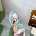 Gucci Unisex Basket Sneaker Blue Demetra White Mesh Rubber Interlocking G Low Heel - immagine 8