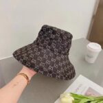 Gucci Unisex GG Canvas Wide Brim Hat Beige Ebony Lined Double G - Image 4