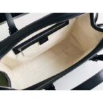Gucci Unisex GG Embossed Tote Bag Black Leather Cotton Linen Lining – Bild 7