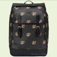 Gucci Unisex GG Medium Backpack Tiger Print Black GG Supreme Canvas (1)