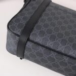 Gucci Unisex GG Messenger Bag Black GG Supreme Canvas Black Leather - Imagen 9