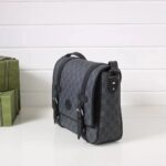 Gucci Unisex GG Messenger Bag Black GG Supreme Canvas Black Leather - Imagen 4