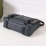 Gucci Unisex GG Messenger Bag Black GG Supreme Canvas Black Leather - Imagen 5