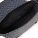 Gucci Unisex GG Messenger Bag Black GG Supreme Canvas Black Leather - Imagen 6