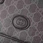 Gucci Unisex GG Messenger Bag Black GG Supreme Canvas Black Leather - Imagen 10