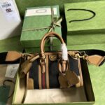 Gucci Unisex GG Mini Canvas Top Handle Bag Double G Black Original GG Canvas – Bild 2