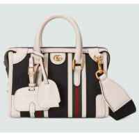 Gucci Unisex GG Mini Canvas Top Handle Bag Double G White Black Original GG Canvas (1)