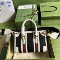 Gucci Unisex GG Mini Canvas Top Handle Bag Double G White Black Original GG Canvas (1)