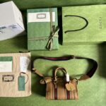 Gucci Unisex GG Mini Top Handle Bag Double G Light Brown Smooth Leather – Bild 6