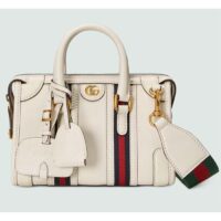 Gucci Unisex GG Mini Top Handle Bag Double G White Smooth Leather