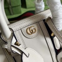 Gucci Unisex GG Mini Top Handle Bag Double G White Smooth Leather (10)