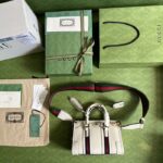 Gucci Unisex GG Mini Top Handle Bag Double G White Smooth Leather - Image 5