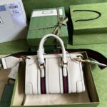 Gucci Unisex GG Mini Top Handle Bag Double G White Smooth Leather - Image 2