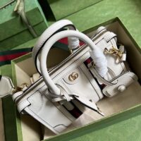 Gucci Unisex GG Mini Top Handle Bag Double G White Smooth Leather (10)
