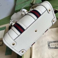 Gucci Unisex GG Mini Top Handle Bag Double G White Smooth Leather (10)