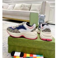 Gucci Unisex GG Rhyton Sneaker Beige Blue Pink GG Supreme Canvas Low Heel (1)